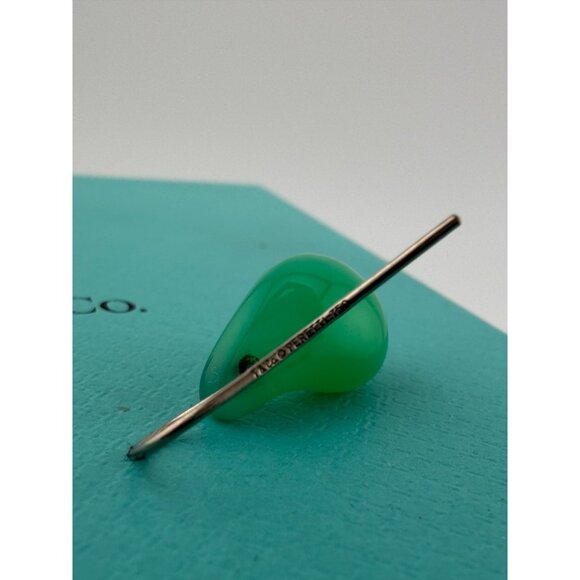 Tiffany & Co. Elsa Peretti Chrysoprase Teardrop Earrings 18k White Gold 💚✨ - Picture 6 of 7